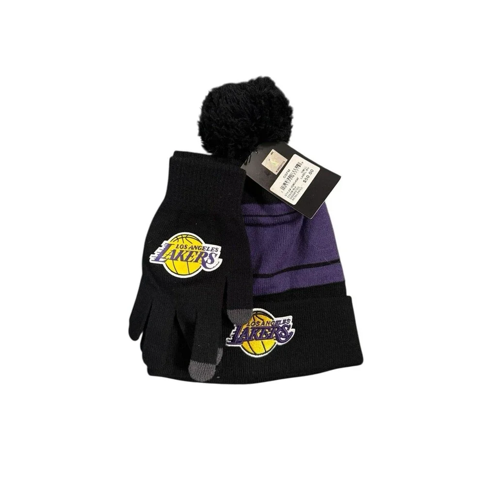 Ultra‎ Game LA Lakers NBA Men's Super Soft Winter Beanie Knit Hat & Gloves